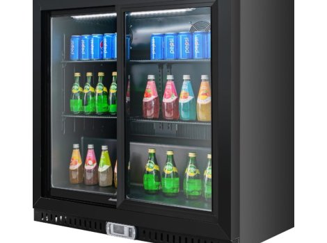ШАФА БАРНА ХОЛОДИЛЬНА HURAKAN HKN-DBB212S, СКЛЯНІ РОЗСУВНІ ДВЕРІ 840 ММ +безкоштовна доставка