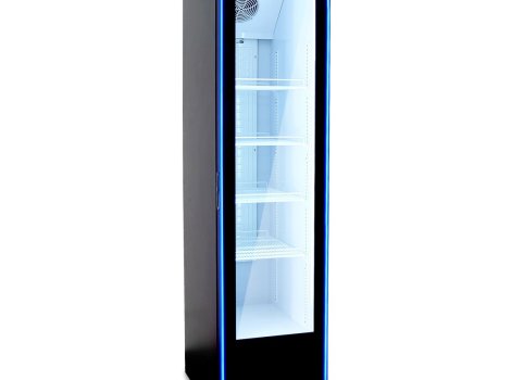 GoodFood Шафа холодильна для напоїв BC380NBW2LEDBLUE чорна-біла