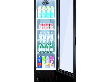 GoodFood Шафа холодильна для напоїв BC380NBW2LEDBLUE чорна-біла