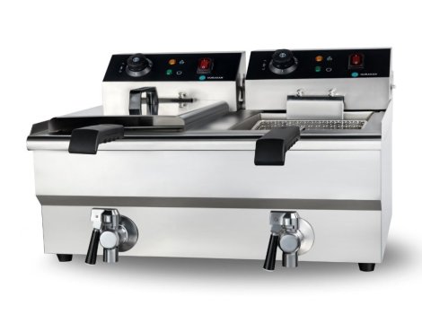 ФРИТЮРНИЦЯ HURAKAN HKN-FT1010N ПОДВІЙНА З КРАНОМ 10+10 Л +безкоштовна доставка
