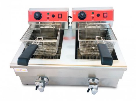 GoodFood Фритюрниця подвійна електрична професійна EF88 кран +безкоштовна доставка