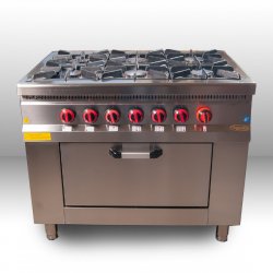 Плита газова PIMAK МО15-6 (70S-МО15-6F)на 6 конфорок з духовою шафою,з газовим контролером
